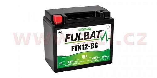 baterie 12V, FTX12-BS GEL, 10Ah, 180A, bezúdržbová GEL technologie 150x87x130 FULBAT (aktivovaná ve výrobě)